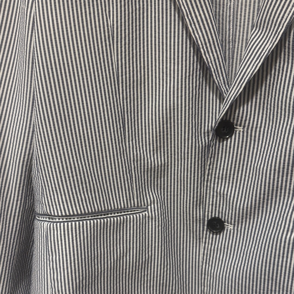 ZARA Men’s Classic Blue & White Striped Seersucker Blazer - Size XL - Picture 6 of 14